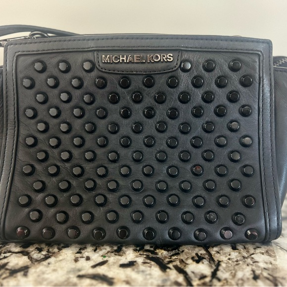 Michael Kors Black Studded Leather Bag - Picture 1 of 6